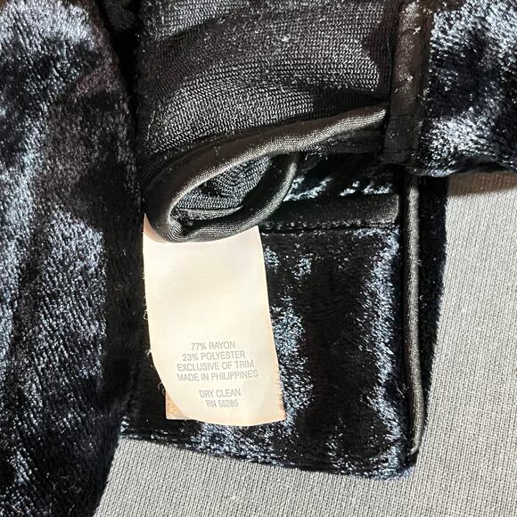 Express Blazer Jacket Womens Medium Blue Velour‎ One-Button Collared Goth Rave - Picture 6 of 8